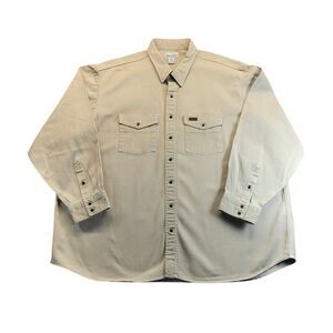 Mens Vtg‎ Carhartt Tan Pearl Snap Jacket Size 3xl Tall Distressed Cotton Heavy